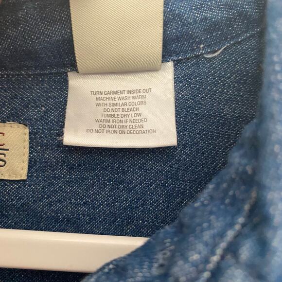 Halloween embroidered Shirt Denim Blue Womens Size 10 Witch Black Cat - Picture 6 of 7